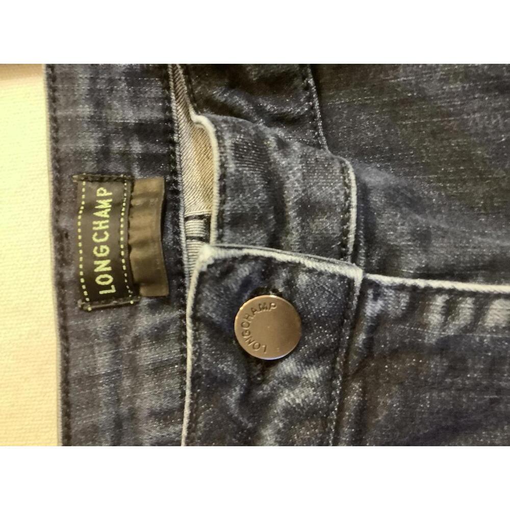 Longchamp Dark Wash Distressed Jeans 28 Luxury Designer Denim Casual Fall French - Picture 4 of 5